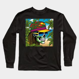 Reggae Music - Jamaican Stoner Skull 22 Long Sleeve T-Shirt